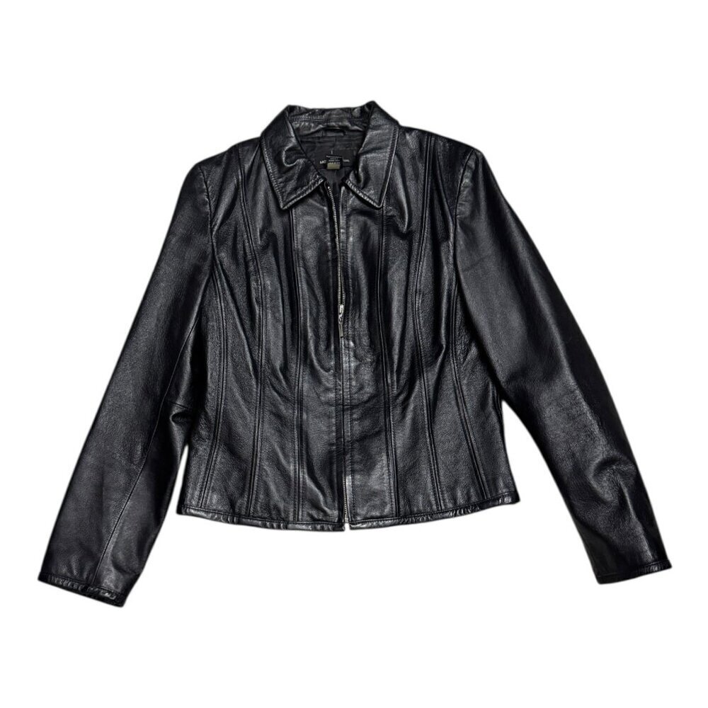 MODA Genuine Leather Vintage Y2K Black leather Casual Jacket Womens Medium